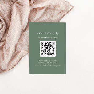 Tarjeta De Recepción EMELIA QR Code Simple Mountain Rustic Wedding RSVP