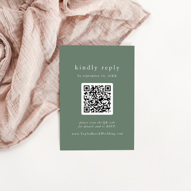 Tarjeta De Recepción EMELIA QR Code Simple Mountain Rustic Wedding RSVP (EMELIA QR Code Simple Mountain Rustic Wedding RSVP Enclosure Card)