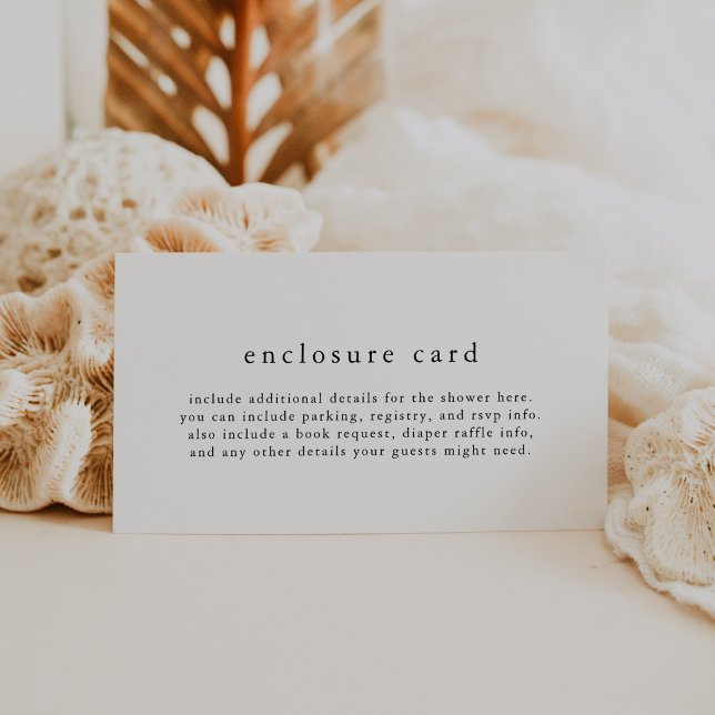 Tarjeta De Recepción EMELIA Único Boho Blanco Negro Simple Baby Shower (EMELIA Unique Black White Boho Simple Baby Shower Enclosure Card)