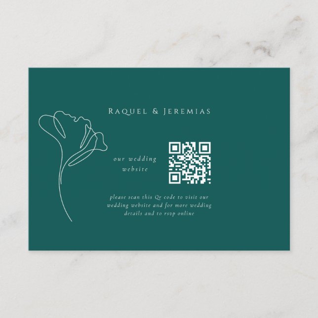 Tarjeta De Recepción Emerald Green Wedding Website Enclosure Card (Anverso)