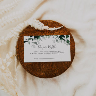 Tarjeta De Recepción Emerald Greenery Baby Shower Diaper Raffle