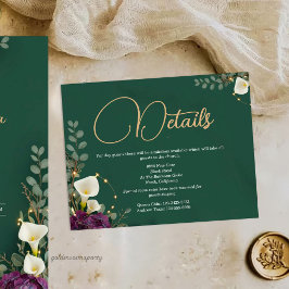 Tarjeta De Recepción Emerald & Ivory Botanical Elegance Wedding
