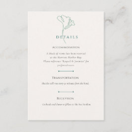 Tarjeta De Recepción Emerald Wedding Accommodation Details card