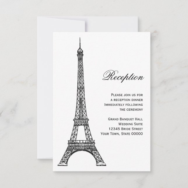 Tarjeta de Recepción en Blanco y Negro de la Torre (Anverso)