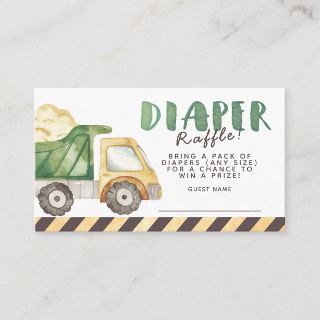 Tarjeta De Recepción En construcción Diaper Raffle (Anverso)