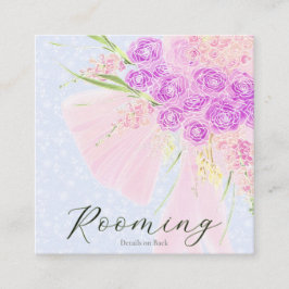 Tarjeta De Recepción En el ramo de lazo rosa dulce azul