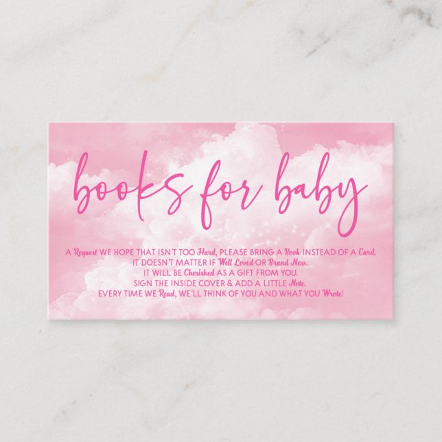 Tarjeta De Recepción En Nueve Libros De Baby Shower Rosa Para Bebé (Anverso)