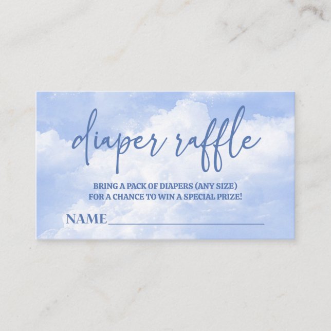 Tarjeta De Recepción En Nueve Nubes Azul Baby Shower Diaper Raffle (Anverso)