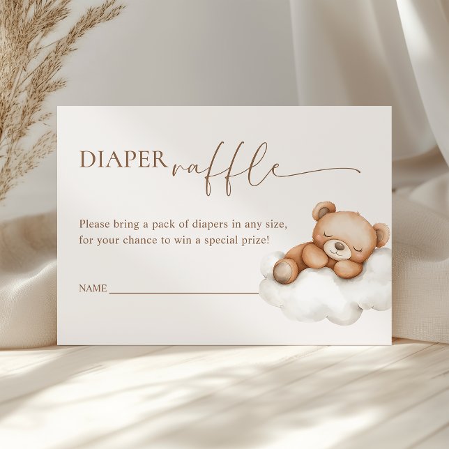 Tarjeta De Recepción En Nueve Nubes Teddy Bear Baby Shower Diaper Raffl (Subido por el creador)