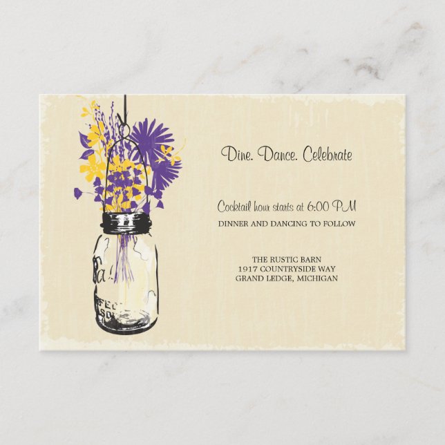 Tarjeta de Recepción en Tarro de Mason y Luciérnag (Anverso)