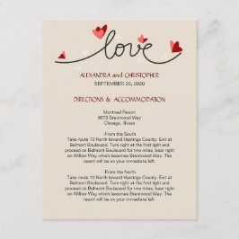 Tarjeta De Recepción Enamorado Direcciones de texto simples y elegantes