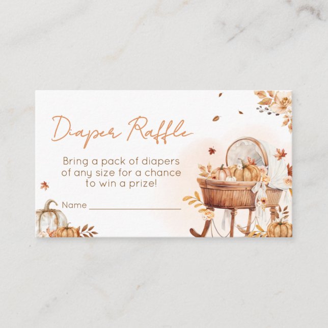 Tarjeta De Recepción Enamorándose de Baby Shower otoño Diaper Raffle (Anverso)