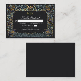 Tarjeta De Recepción Encantada boda floral gótica raven RSVP