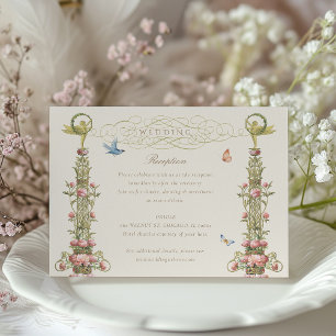 Tarjeta de recepción encantada de bodas de jardín