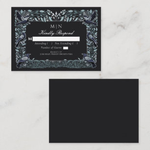 Tarjeta De Recepción Encantado Boda floral gótico Raven Silver RSVP
