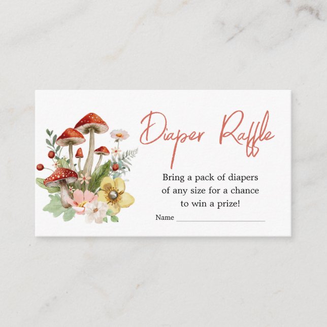 Tarjeta De Recepción Encantado champiñón de flores silvestres Diaper Ra (Anverso)