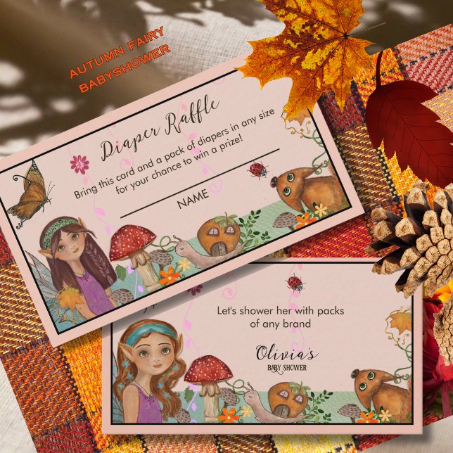 Tarjeta De Recepción Encantado Raffle Baby Shower Diaper de otoño (Enchanted Autumn Fairy Baby Shower Diaper Raffle Enclosure Card)