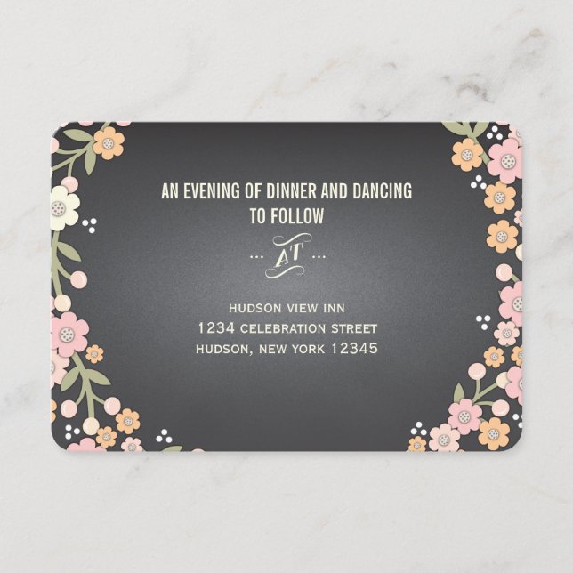 Tarjeta De Recepción Encantador jardín Floral Wreath Wedding (Anverso)