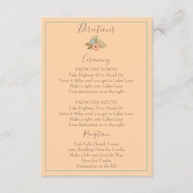 Tarjeta De Recepción Encantadoras direcciones florales (Anverso)