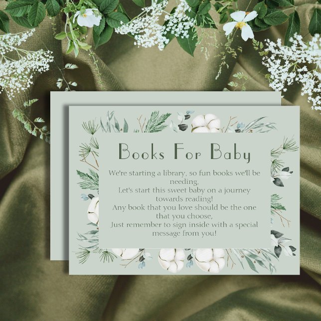 Tarjeta De Recepción Encantadores libros verdes de flores para bebé (Subido por el creador)