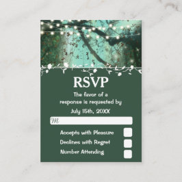 Tarjeta De Recepción Encantados bosques iluminan matrimonio rústico RSV