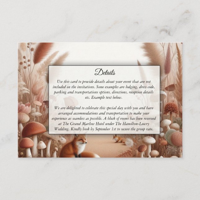 Tarjeta De Recepción Encantados zorros de bosque otoñal (Anverso)