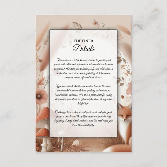 Tarjeta De Recepción Encantados zorros de bosque otoñal (Anverso)