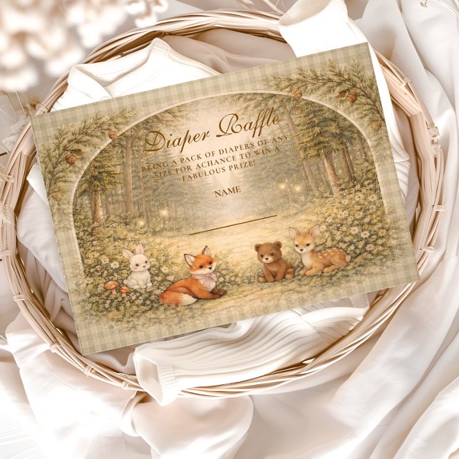 Tarjeta De Recepción Enchanted Forest Baby Animals Diapper Raffle (Subido por el creador)