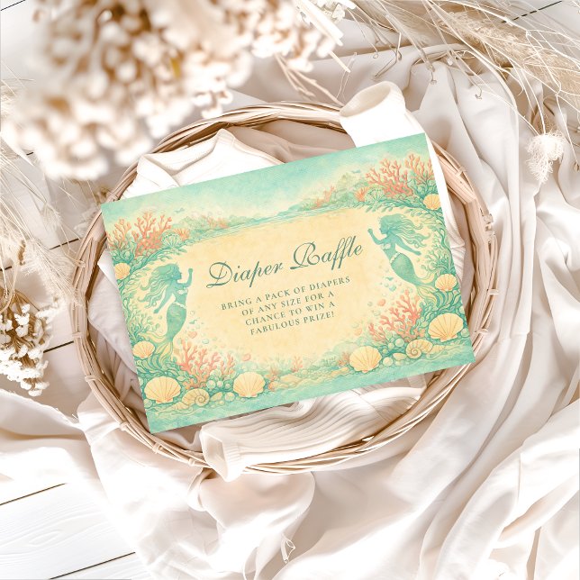 Tarjeta De Recepción Enchanted Mermaid Lagoon Diapper Raffle (Subido por el creador)