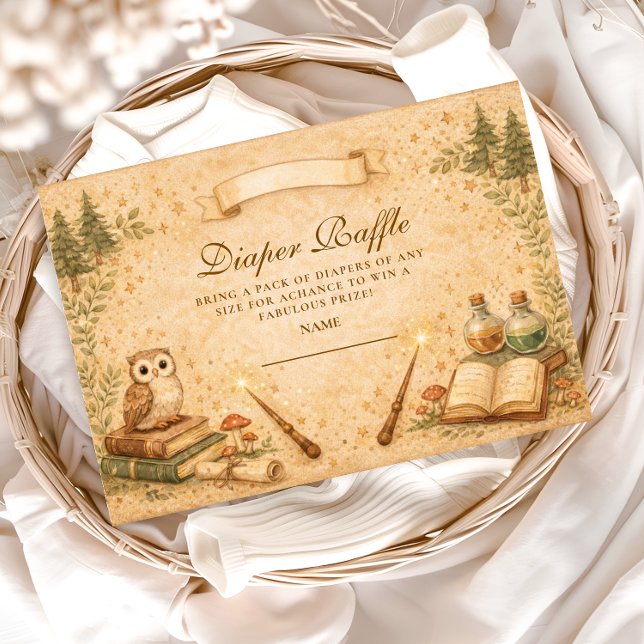Tarjeta De Recepción Enchanted Storybook Wizard Diapper Raffle (Subido por el creador)