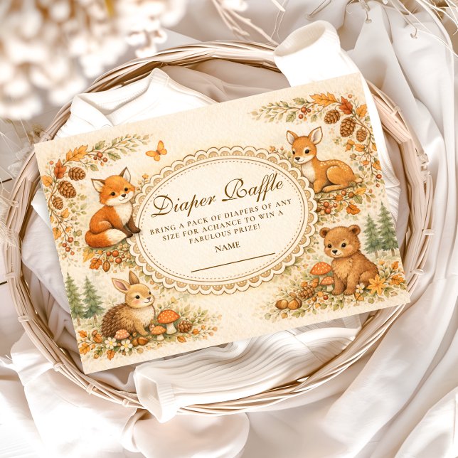 Tarjeta De Recepción Enchanted Woodland Animals Diapper Raffle (Subido por el creador)
