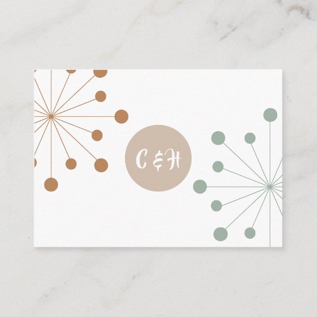 Tarjeta De Recepción Enclo Boda de estreno atómico de mediados de siglo (Reverso)