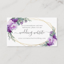 Tarjeta De Recepción Enclo, sitio web elegante de Bodas de oro y morado