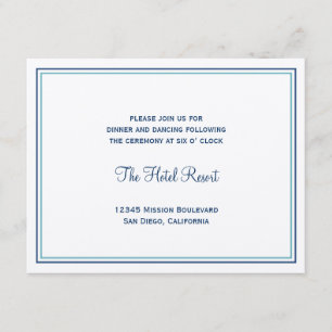 Tarjeta De Recepción Enclosure de boda de concha marina azul para recep