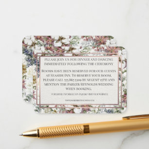 Tarjeta De Recepción Enclosure de Flor Silvestre Vintage