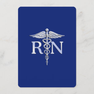 Tarjeta De Recepción Enfermera inscrita RN Caduceus en azul marino
