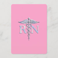 Enfermera inscrita RN Caduceus en rosa claro