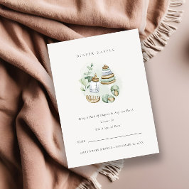 Tarjeta De Recepción Enfermera verde Diaper Esencial Raffle Baby Shower