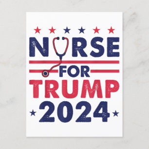 Tarjeta De Recepción Enfermeras Retro Para Trump 2024 La Bandera Estrel