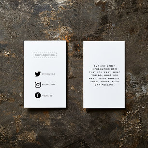 Tarjeta De Recepción Enlaces sociales en blanco y negro de tu logotipo