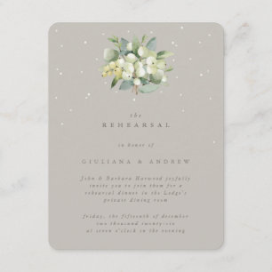 Tarjeta De Recepción Ensayo Boda Greige Snowberry+Eucalyptus