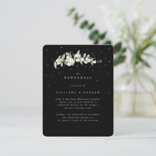 Tarjeta De Recepción Ensayo de Boda Black Snowberry+Eucalyptus