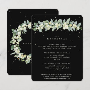 Tarjeta De Recepción Ensayo de Boda Black Snowberry+Eucalyptus
