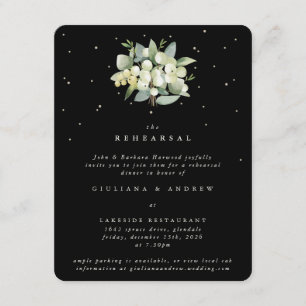 Tarjeta De Recepción Ensayo de Boda Black Snowberry+Eucalyptus
