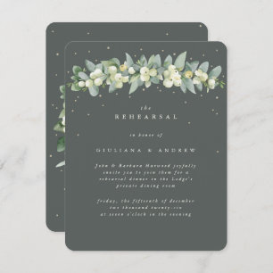 Tarjeta De Recepción Ensayo de Boda de cerezo verde gris + eucalipto
