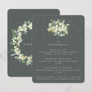 Tarjeta De Recepción Ensayo de Boda de cerezo verde gris + eucalipto