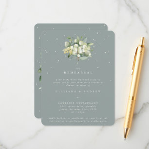 Tarjeta De Recepción Ensayo de Boda de Snowberry + Eucalyptus
