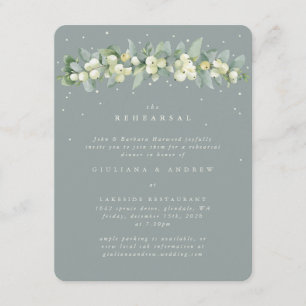 Tarjeta De Recepción Ensayo de Boda de Snowberry + Eucalyptus