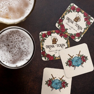 Tarjeta De Recepción Entrada de bebida para boda RPG con Rosa Monograma