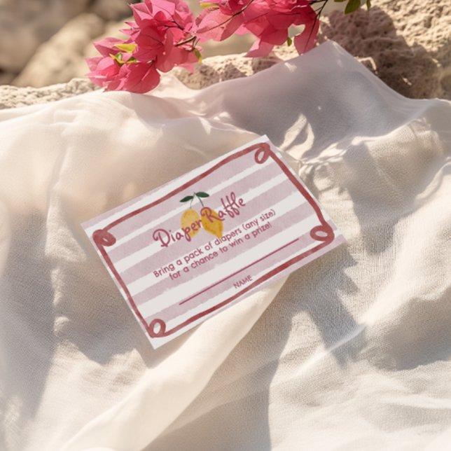 Tarjeta De Recepción Entrada de Raffle de limón (Lemon Girls Diaper Raffle Game Enclosure Card)